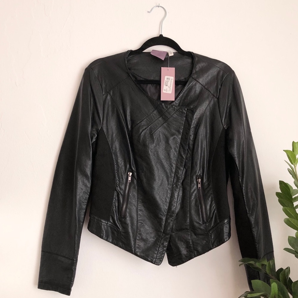 Francesca’s Black Leather Moto Jacket